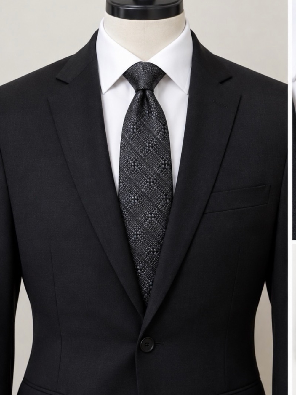 100% Murano Charcoal & Black Textured Tie